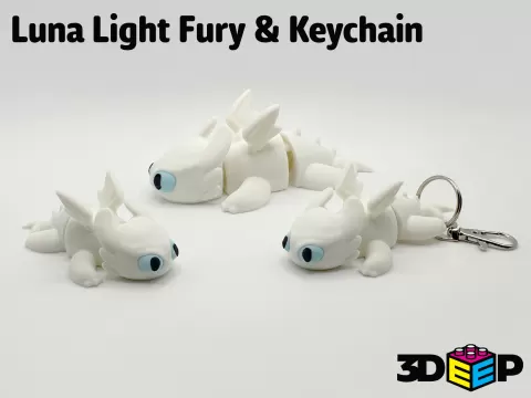 Flexi Luna Light Fury Dragon Toothless & Keychain