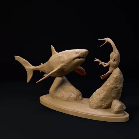 Cretoxyrhina surprise Hesperornis 1-35 scale pre-supported prehistoric shark by Dino and Dog