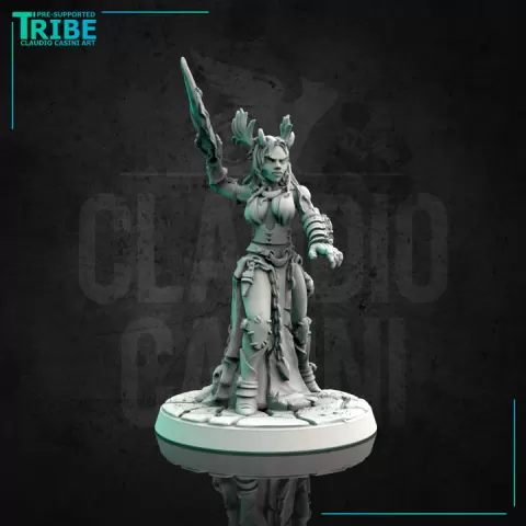 (0030) Female human elf tiefling druid sorceress by Claudio Casini Art