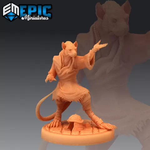 Ratfolk Sensei Fighting / Rat Martial Artist / Japanese Rodent / Monk Teacher by Epic-Miniatures