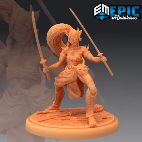 Oni Warrior Female Sword / Japanese Yokai Katana / Samurai Woman by Epic-Miniatures