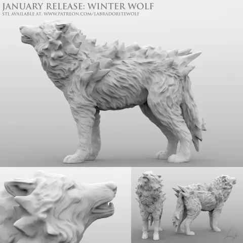 Winter Wolf (Howling) - LabradoriteWolf