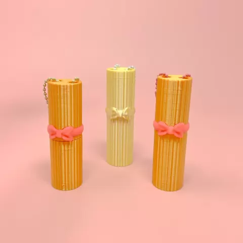 Lip Balm Holder Keychain - Retro Bullet Lipstick Style, Midcentury Aesthetic, AMS & Non-AMS