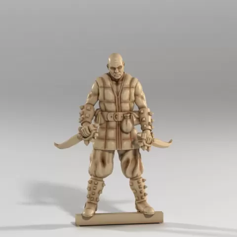 Cut Throat Alley: Spiked Bracer Assassin STL – Double Blade Rogue Miniature by Medusa Miniatures