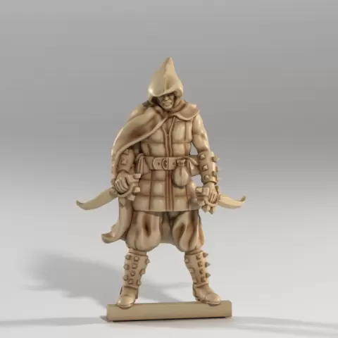 Adventurer - Hooded Rogue with Twin Daggers – Fantasy Miniature by Medusa Miniatures