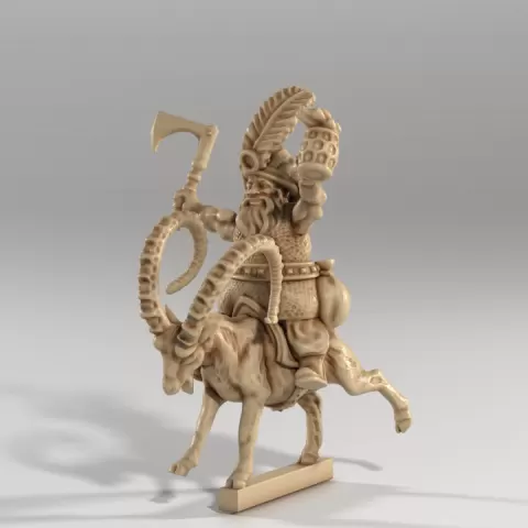 Dwarf Ram Rider with Axe and Tankard – Fantasy Cavalry Miniature by Medusa Miniatures