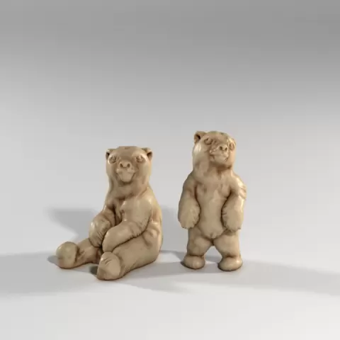 Baby Bear Cub Miniature Set – 2 Fantasy Animal Companions (Frost Giant's pets) by Medusa Miniatures