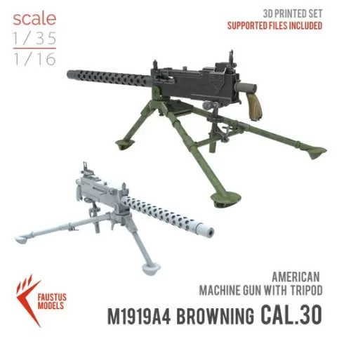 M1919A4 BROWNING CAL.30 AMERICAN MACHINE GUN TRIPOD 3D-PRINT 1/35 AND 1/16 FM23-002