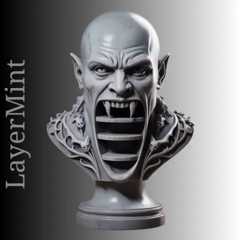 Vampire Bust Organizer Shelf Gothic Horror 3D Printable STL - LayerMint