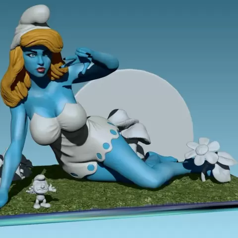 Pitufina Real life smurf fans cute woman on blue suit - WinkyCollectibles