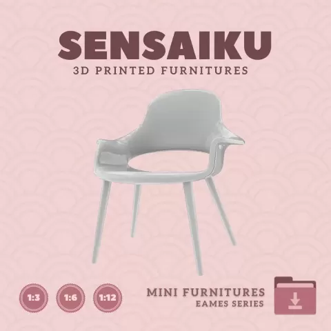 Miniature Replica Eames Organic Chair for Miniature Dollhouse - Vitra - 3D Print Instant Download