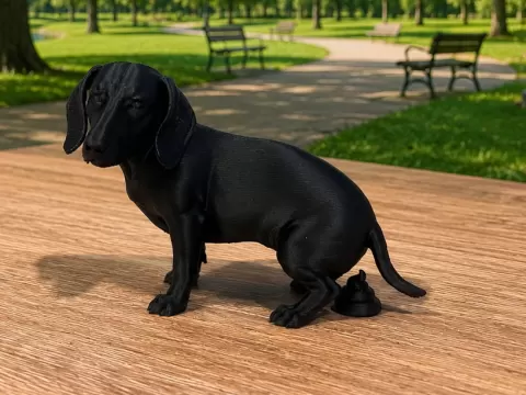 Pooping Dachshund - Sausage Dog - Animal - Decor
