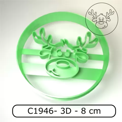 Cookie cutter / Cortante de galletitas - Xmas reindeer head / Navidad cabeza de reno