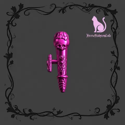 Chromed microphone with crack, compatible with Monster High