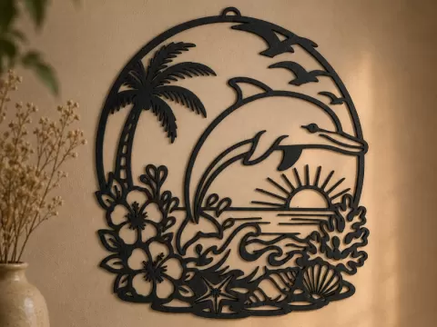 Wall Art Circle "Summer Dolphin"