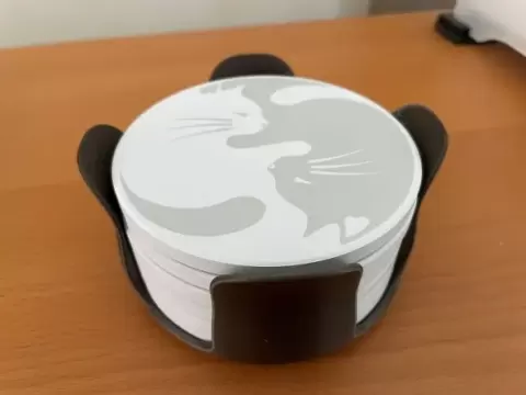 Yin-Yang Cat Coaster Holder