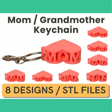 Mother's Day / Mom Love Heart Keychain - Mother - Grandmother