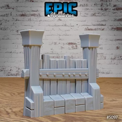 Fence walls v1 / Prison Environment / Jail Build Decoration / Guardhouse Item / Lockup Building Theme / Penitentiary House Items / Prisoner Gaol Base / Jailhouse Equipment by Epic-Miniatures