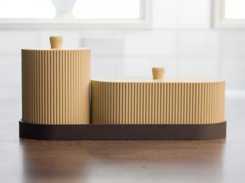 Q-Tip Container and oval container in one set.