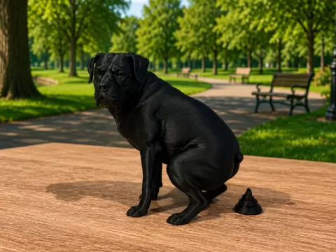 Pooping Rottweiler - Dog - Animal - Decor
