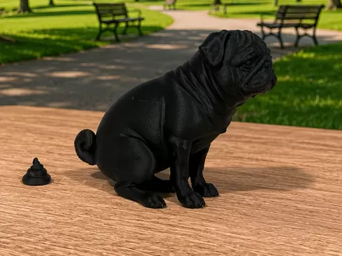 Pooping Pug Dog - Animal - Decor - Funny