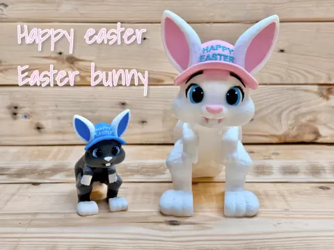 Easter Bunny in Happy Easter Hat.