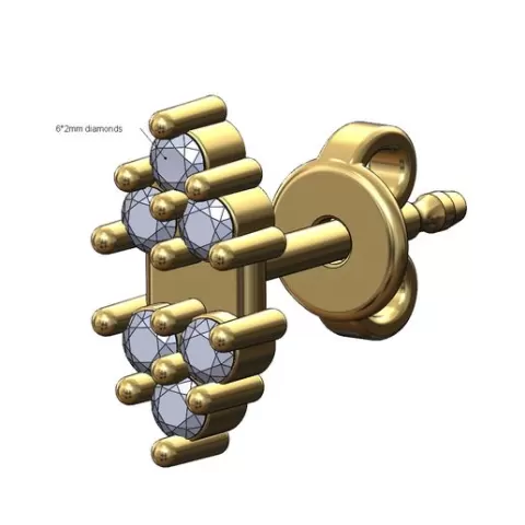 Triangular clusters ends diamond stud earring 3D print model