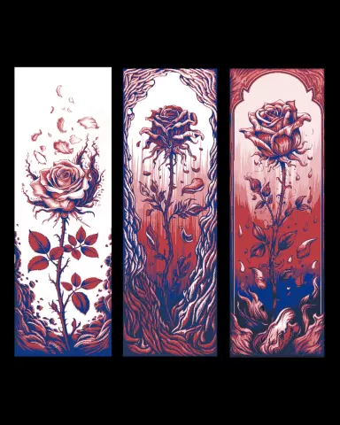 Valentine's Day is for all ages - The weathered Rose still shares Beauty - Set of Bookmarks