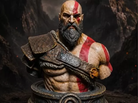 Kratos Bust – God of War Inspired Display Statue