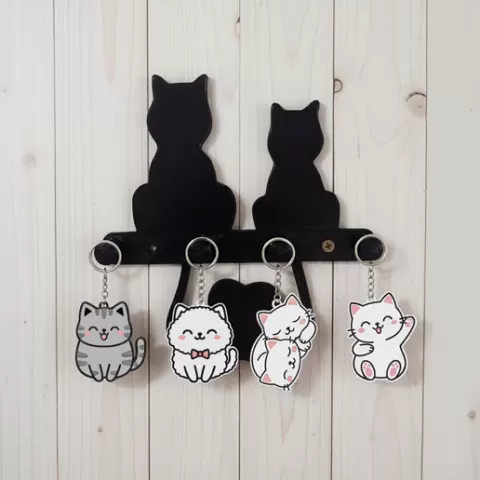 Lovely Cat Couple key holder - Valentine Gift | Portallaves Pareja Gatos