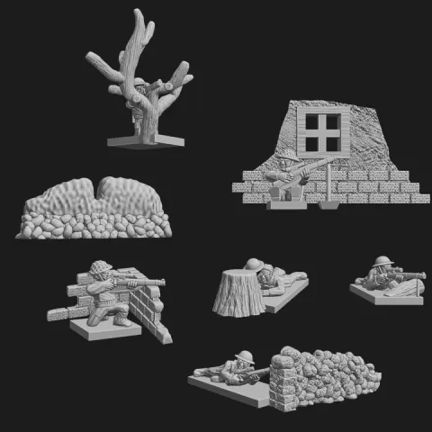 British WW2 Sniper Teams (1939-45) with & without Respirators WWII-GB-10 by Turner Miniatures