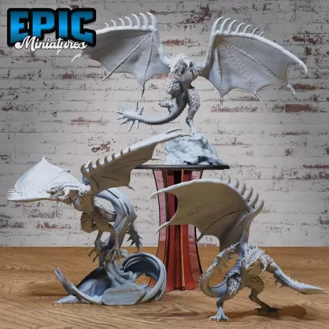 Demise Wyvern Set / Dragon Serpent Hybrid / Bulky Mountain Monster / Fantasy Drake Army / Draconic Reptile Creature / Ancient Dragonborn Beast / Magical Mount / Winged Evil Encounter by Epic-Miniatures