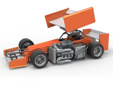 Supermodified front engine Winged race car V3 Scale 1:25 - 3DTechDesign