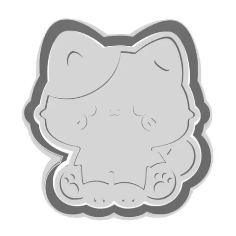 Patchy Cat Fondant Biscuit Cookie Cutter & Stamp