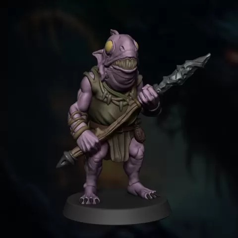 FREE Kuo-Toa — Underdark Fish Folk | Out of the Abyss | D&D 5e STL Miniature | 32mm Resin by Monster Atlas Fantasy Miniatures