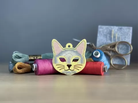 Cross-Stitch Cat Keychain