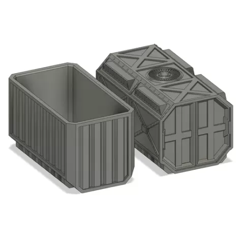 Container for wargames scifi supportless printing
