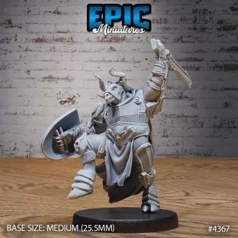 Minotaur Paladin Attack / Taurus Hero / Bulky Horned Warrior / Bull Human Minotaur Hybrid / Ancient Greek Monster / Roman Myth Beast / Olympian Encounter by Epic-Miniatures