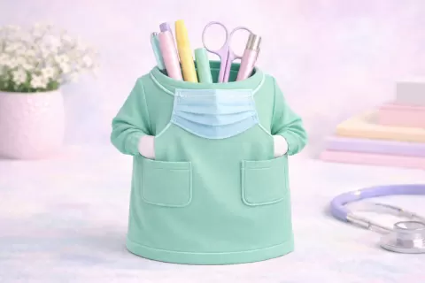 Surgical Scrubs Pen Holder STL – Nurse Desk Organizer – 3D Printable Medical Pencil Cup – Scrub Shir