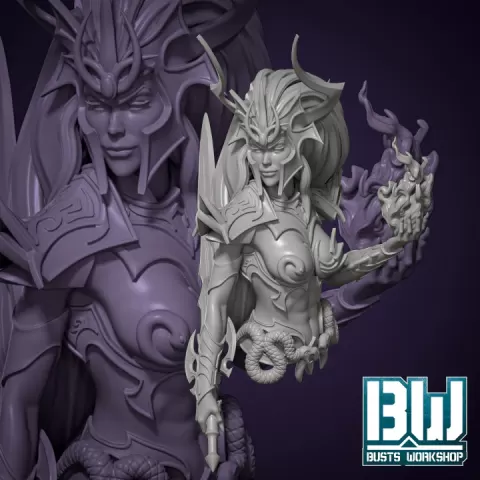 Dark Elves Queen (55mm Bust) by Busts Workshop