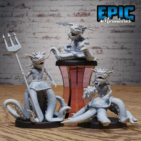 Octoblin Set / Octopus Goblin Hybrid / Tentacle Goblinoid Beast / Underwater Green Skin Animal / Water Ogre Monster / Sea Creature / Ocean Encounter by Epic-Miniatures