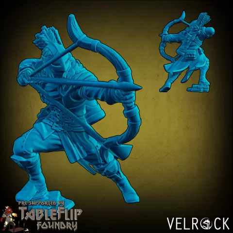 Heroes of Fortune Male Deadeye with Bow (PRESUPPORTED) by Velrock Art Miniatures