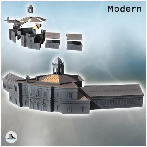 Museum of Modern Art with Bell Tower (Arnhem, Netherlands) - Modern WW2 WW1 World War Diaroma Wargaming RPG Mini Hobby by Hartolia Miniatures