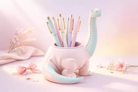 Dinosaur Pen Holder STL – Cute Brontosaurus Desk Organizer – Kawaii Office Decor – 3D Printable Femi