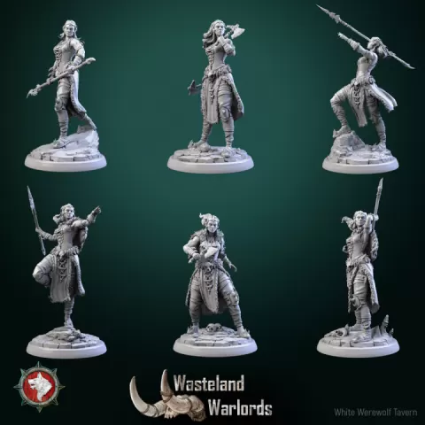 Barbarian warlords females set 6 miniatures 32mm pre-supported by White Werewolf Tavern