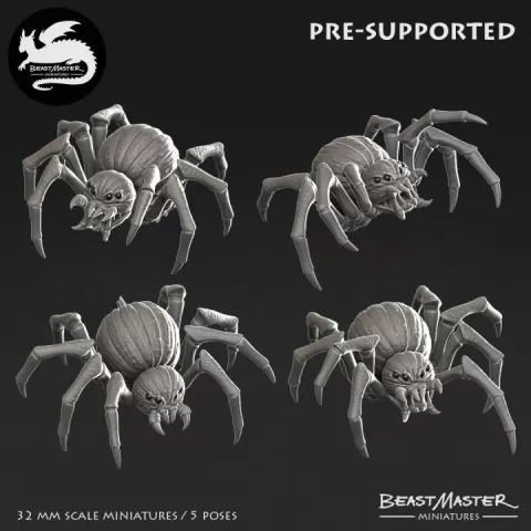 Pumpkin Spider Pack - Pre-supported - 5 models by BeastMaster Miniatures