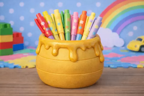 Honey Pot Pen Holder STL – Honey Jar Desk Organizer – 3D Printable Pencil Holder – Bee Themed Desk D