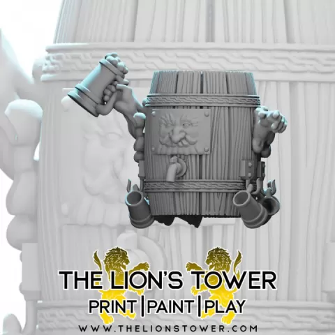 Magical Sentient Spirit Beer Keg (32mm scale large presupported miniature) by The Lion's Tower Adventurers Guild
