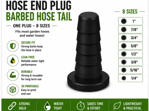 Universal Hose End Plug (8 Sizes) – 3D Printable