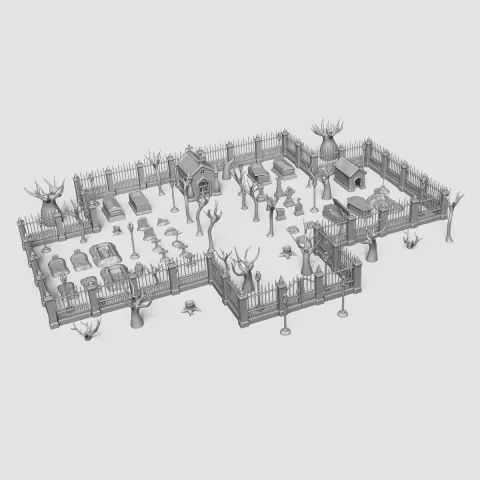 Modular Table RPG Cemetery Set Kit - 41 Printable Pieces - guisommer